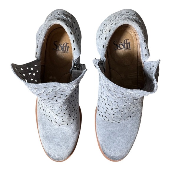 Sofft Bristow Lazer Cut Suede Ankle Boots sz 8 Chambray blue ! - Picture 4 of 7